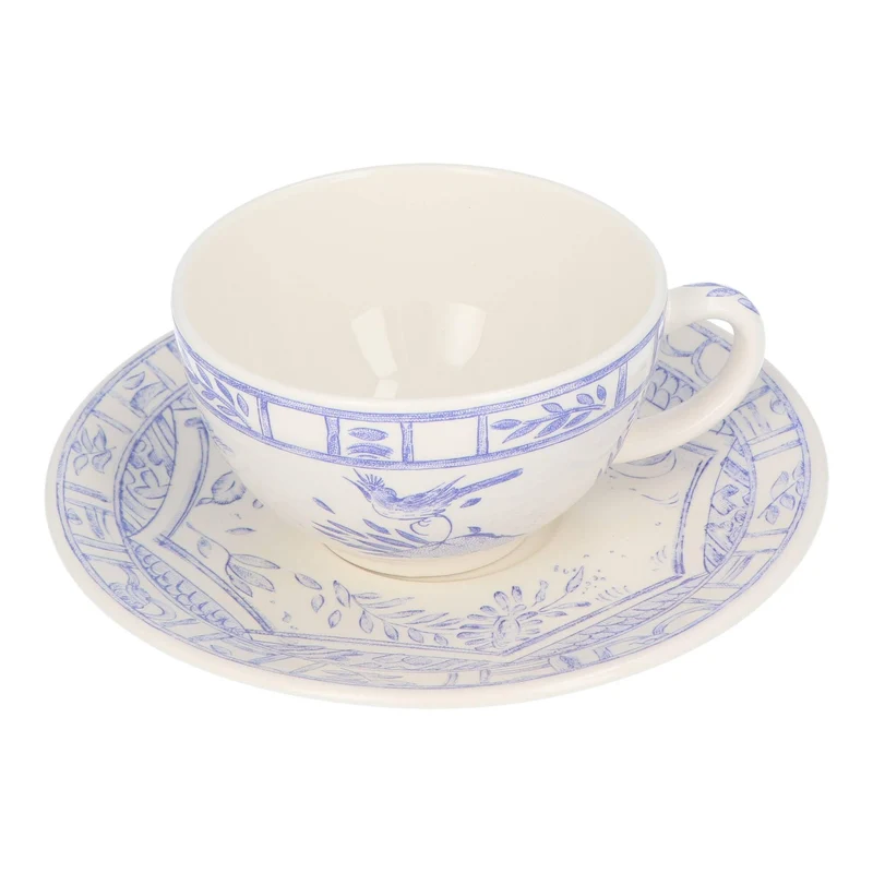 Ontbijtkop met schoteltje Oiseau Bleu (set van 2)