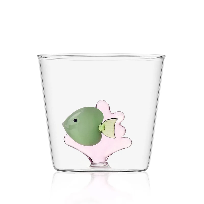 Waterglas Green Fish Pink Seaweed