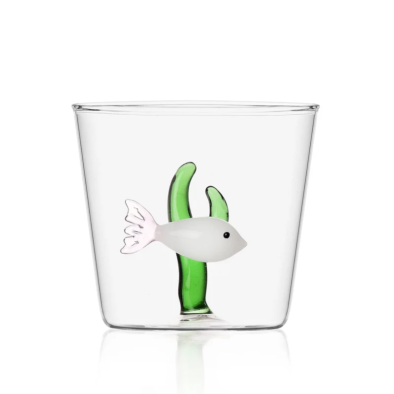 Waterglas White Fish Green Seaweed