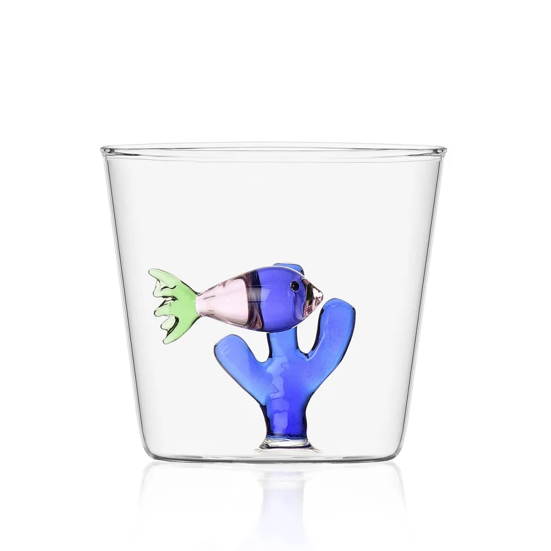 Waterglas Pink Fish Blue Seaweed