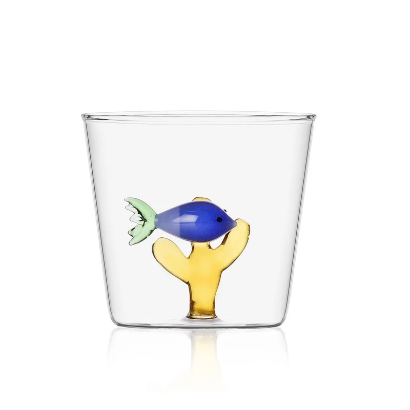 Waterglas Blue Fish Amber Seaweed