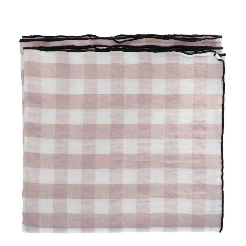 Tafelkleed Bourdon Canvas Mimi Vichy - Vichy Blush & Bourdon Noir 145x350cm