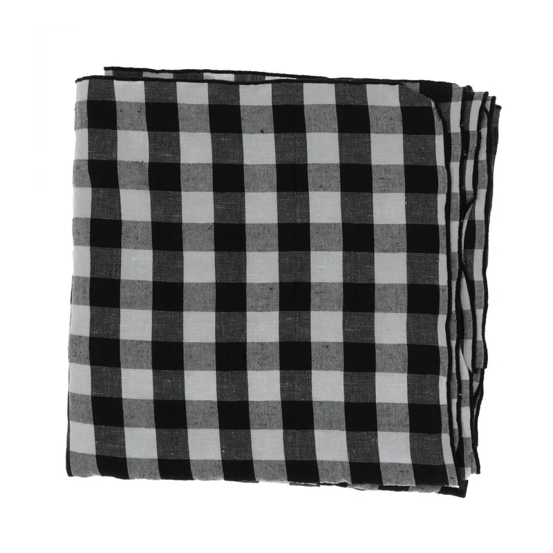 Tafelkleed Bourdon Canvas Mimi Vichy - Vichy Noir & Bourdon Noir 145x350cm