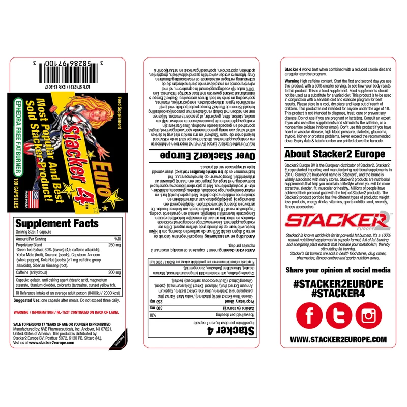 Stacker 4 Ephedra Vrij Capsules 100 stuks