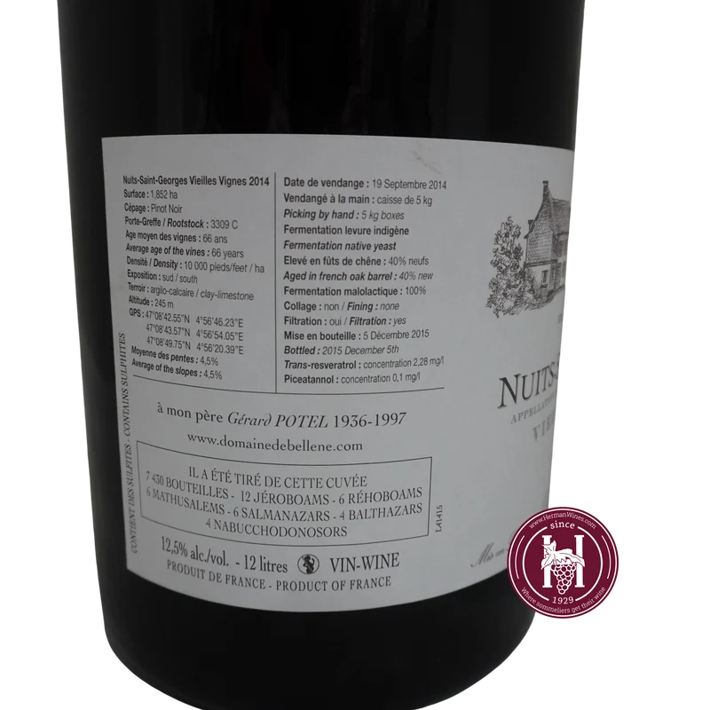 Nuits Saint Georges Vieilles Vignes - De Bellene - 2014 - 12000 - Bourgogne - Frankrijk