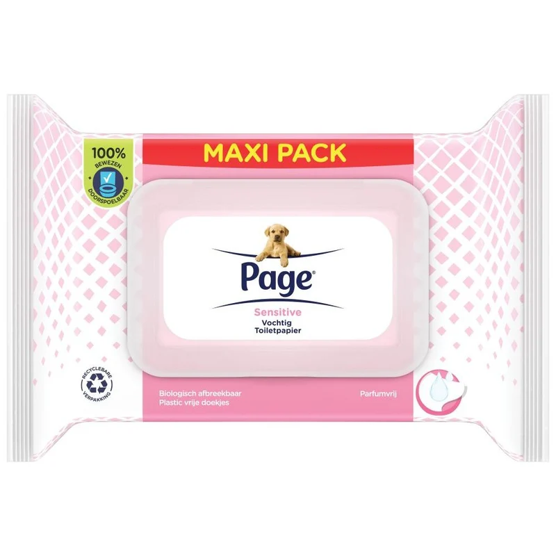 Page Maxi Pack Vochtig Toiletpapier Sensitive 74 stuks
