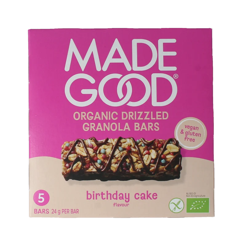 MadeGood Granola bar birthday cake bio 5 stuks
