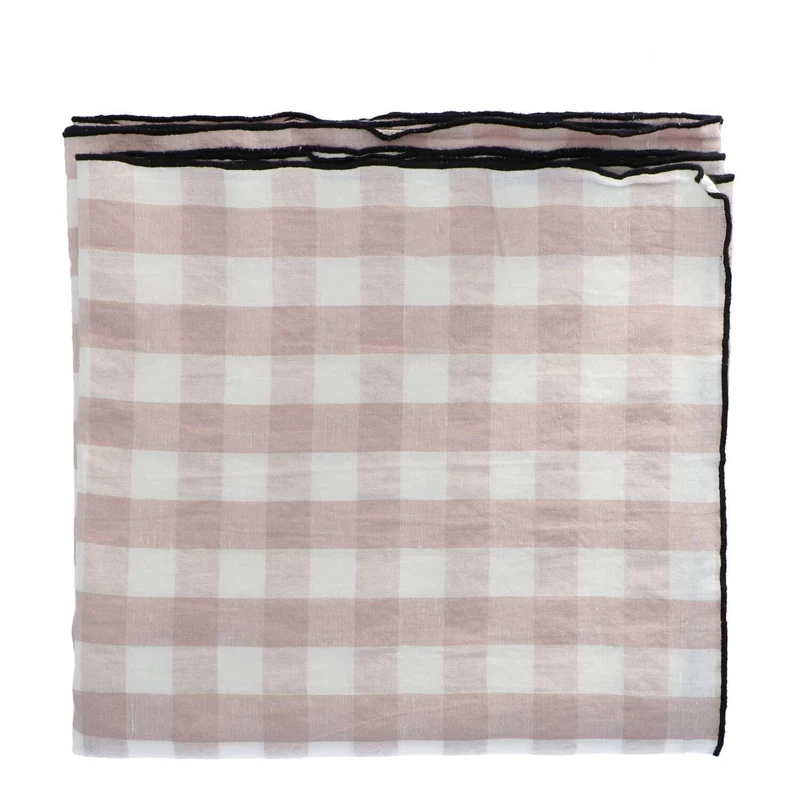 Tafelkleed Bourdon Canvas Mimi Vichy - Vichy Blush & Bourdon Noir 145x300cm