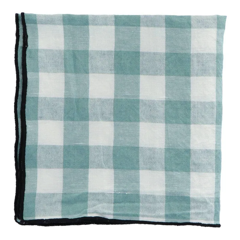Servet Bourdon Canvas Mimi Vichy - Vichy Aqua & Bourdon Noir (set van 6)