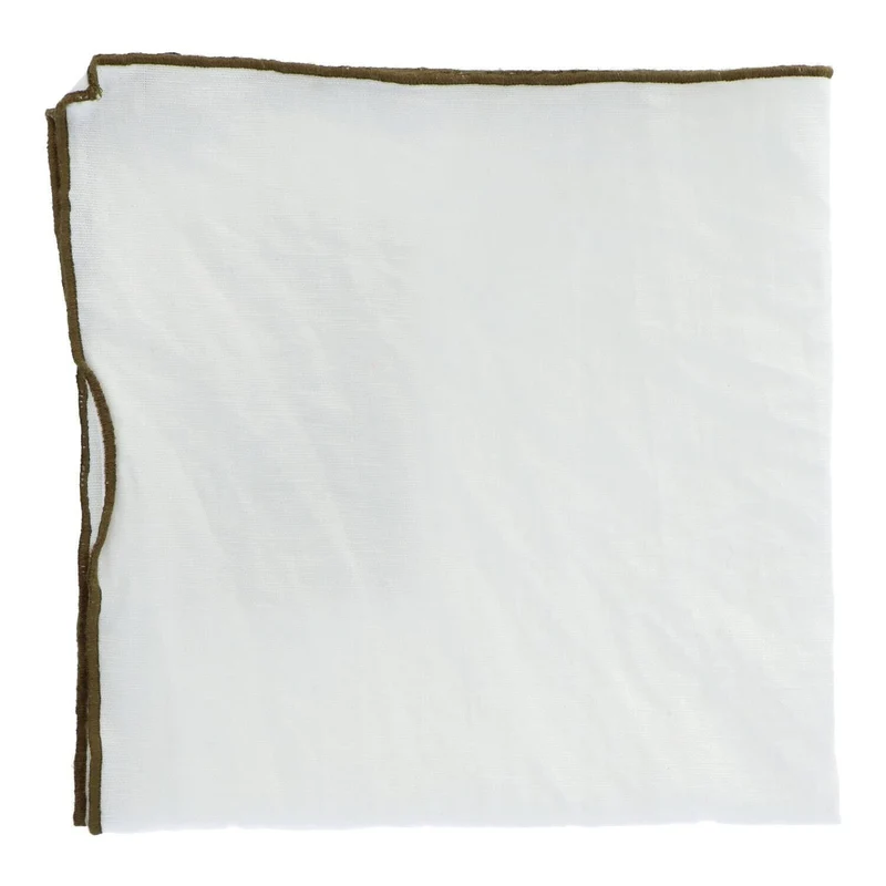 Servet Bourdon Canvas Mimi - Blanc & Bourdon Kaki (set van 6)