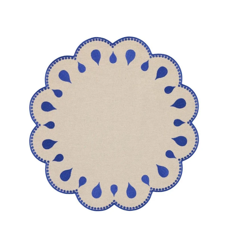Placemat Gotas geborduurd blauw 40cm