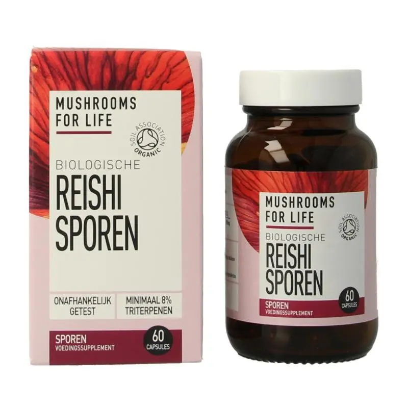 Mushrooms For Life Reishi spore paddenstoel biologisch 60 capsules