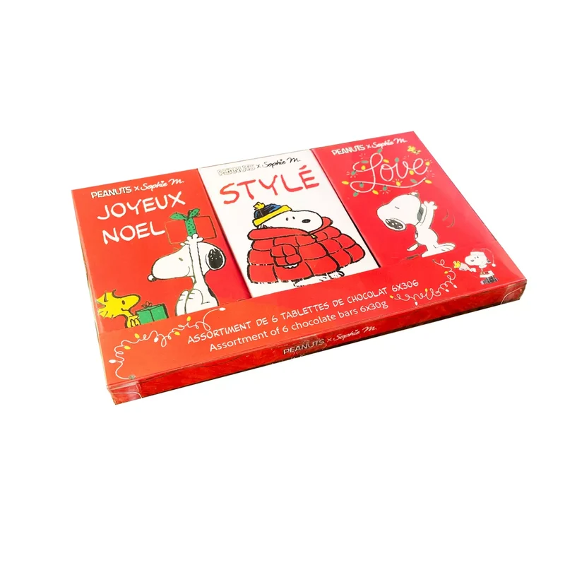 Peanuts Snoopy BOX SET van 6 verschillende chocoladerepen