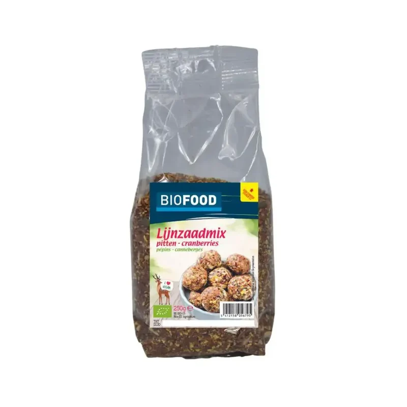 Biofood Lijnzaadmix pitten cranberry bio 250 gram
