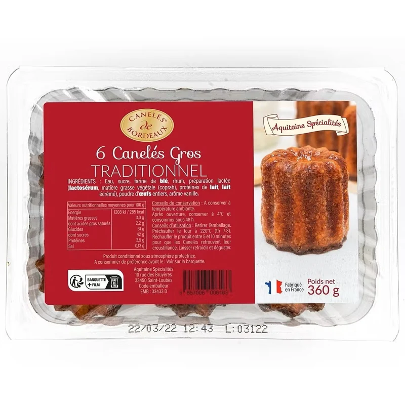 Canelés de Bordeaux 6 X 60G