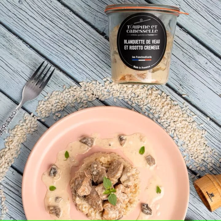 Kalfsblanquette in romige Risotto