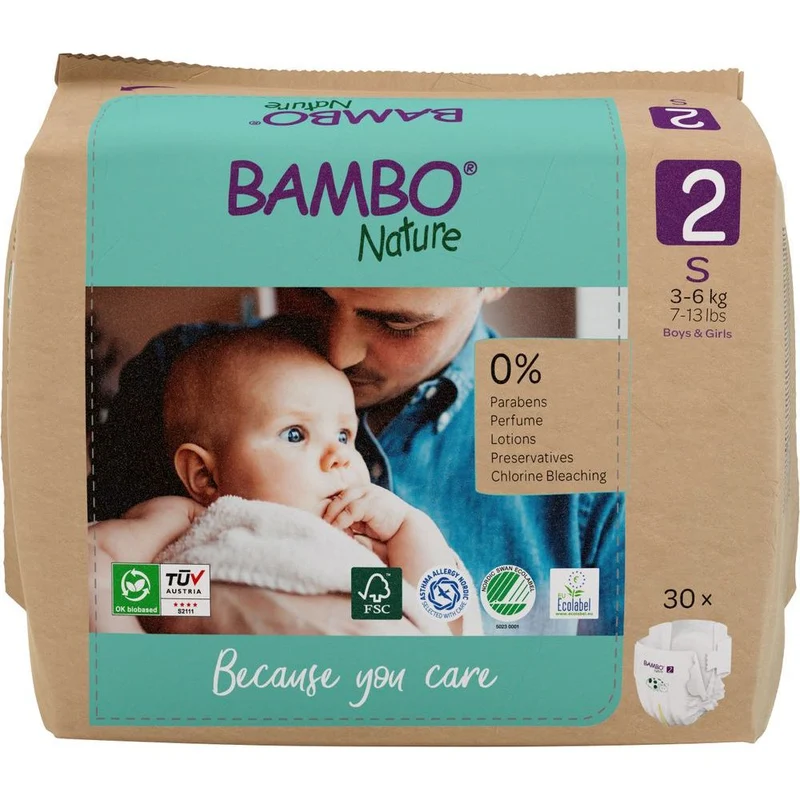 Bambo Nature Luier 2 S 3-6 KG 30 st