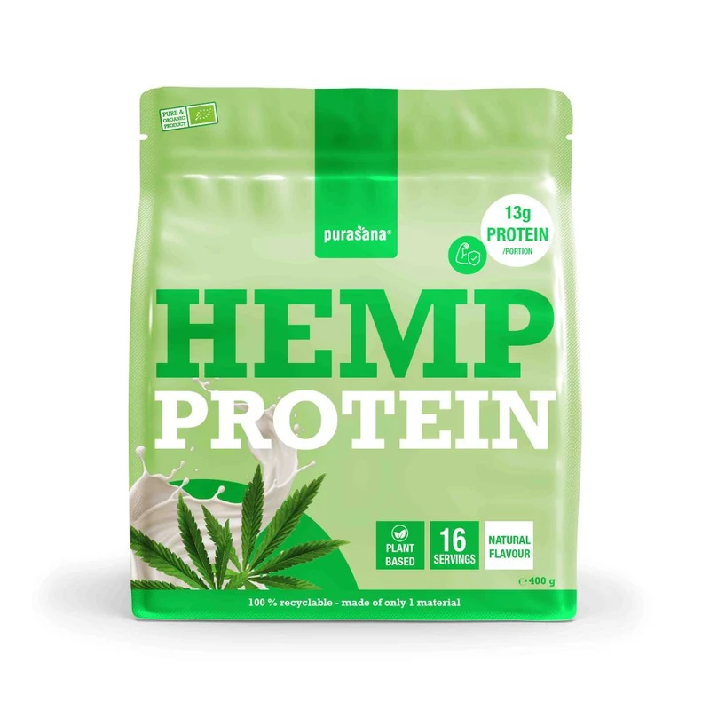 Purasana Plant protein hennep natuurlijk bio 400 gram