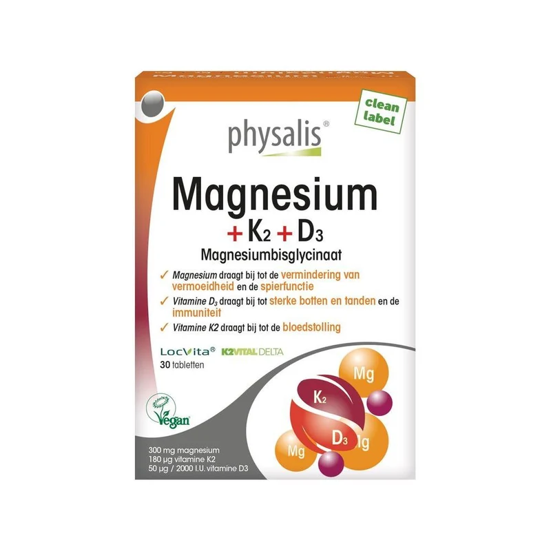 Physalis Magnesium + K2 + D3 30 tabletten