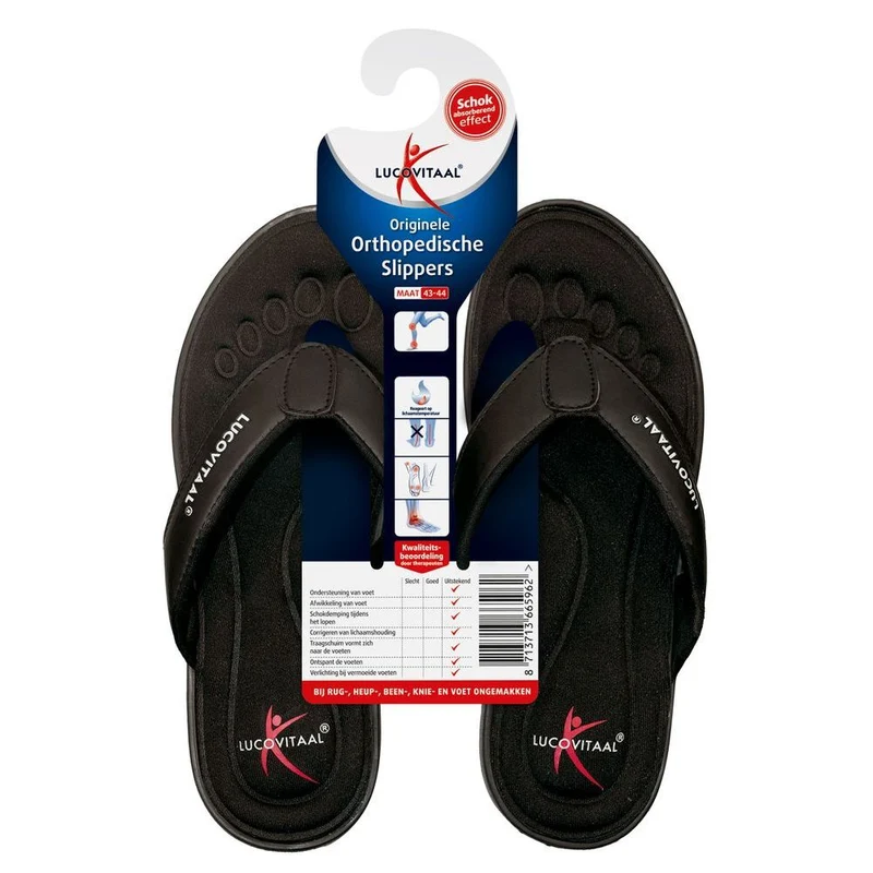 Lucovitaal Orthopedische slipper 43-44 zwart 1 paar
