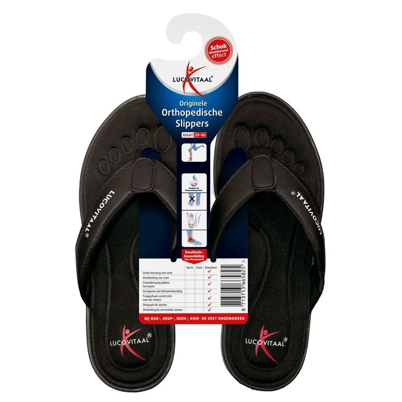 Lucovitaal Orthopedische slipper 39-40 zwart 1 paar