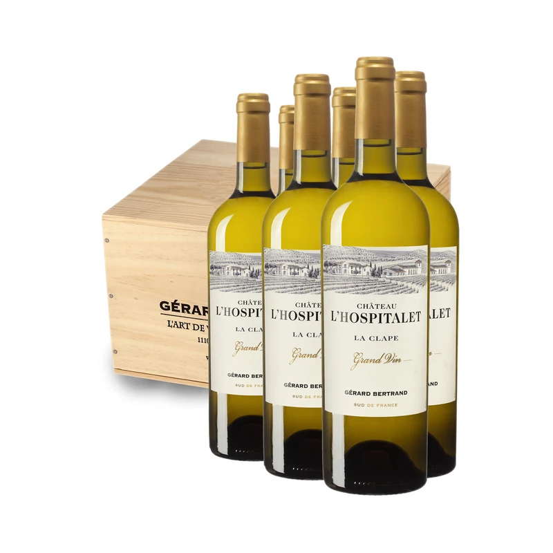 Château L'Hospitalet Grand Vin Blanc AOP La Clape 2023 – Caisse Bois 6 bouteilles 75cl