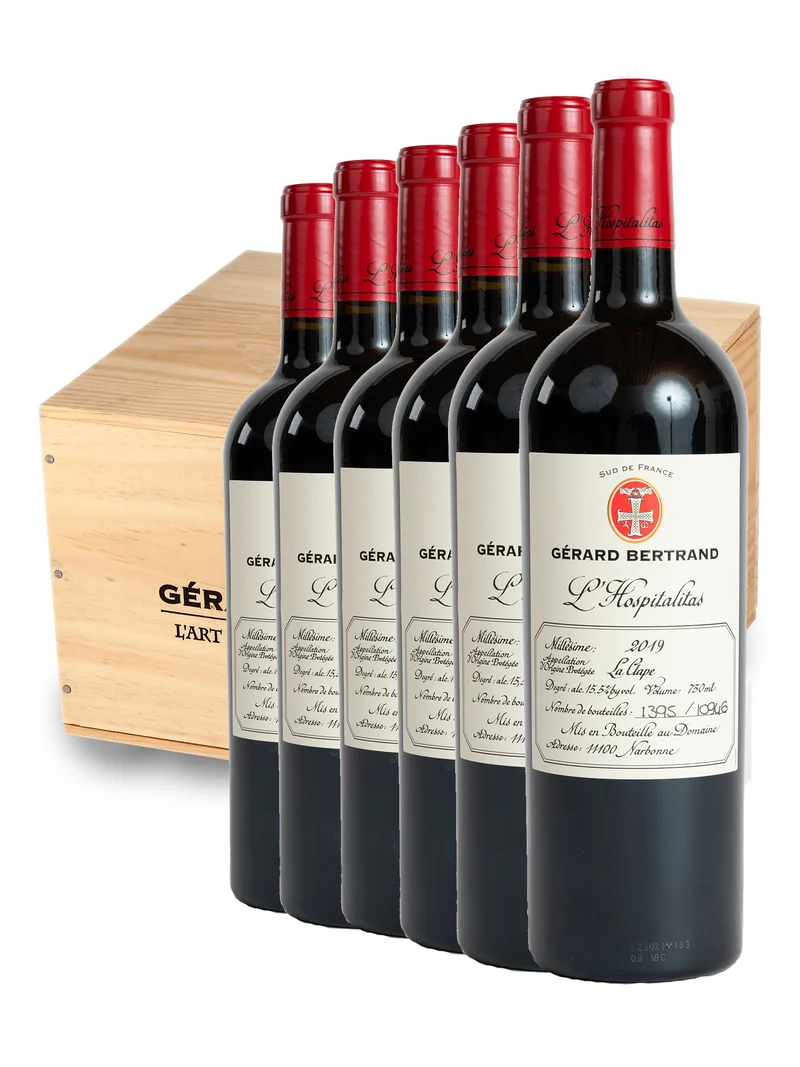 L'Hospitalitas 2020 vin rouge La Clape Coffret Bois 6 Bouteilles 75cl