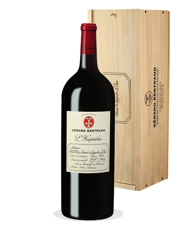 L'Hospitalitas AOP La Clape 2012 – Magnum (1,5L) avec Caisse Bois vin rouge