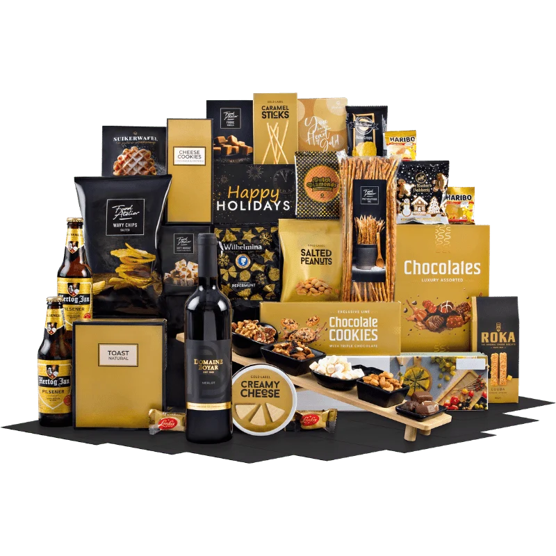 Borrelplank met Wijn & Kaas Kerstpakket Luxe