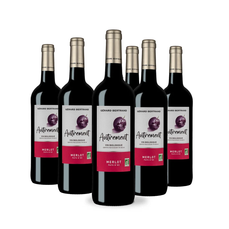 Autrement Merlot IGP Pays d'Oc 2023 – Lot 6 Bouteilles 75cl vin rouge