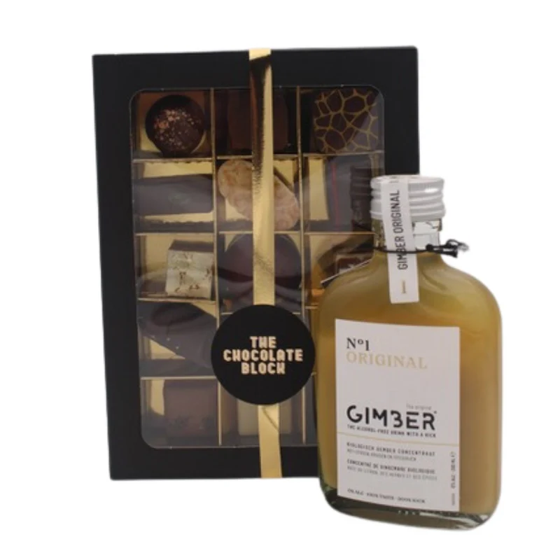 Gimber en chocolade geschenk pakket