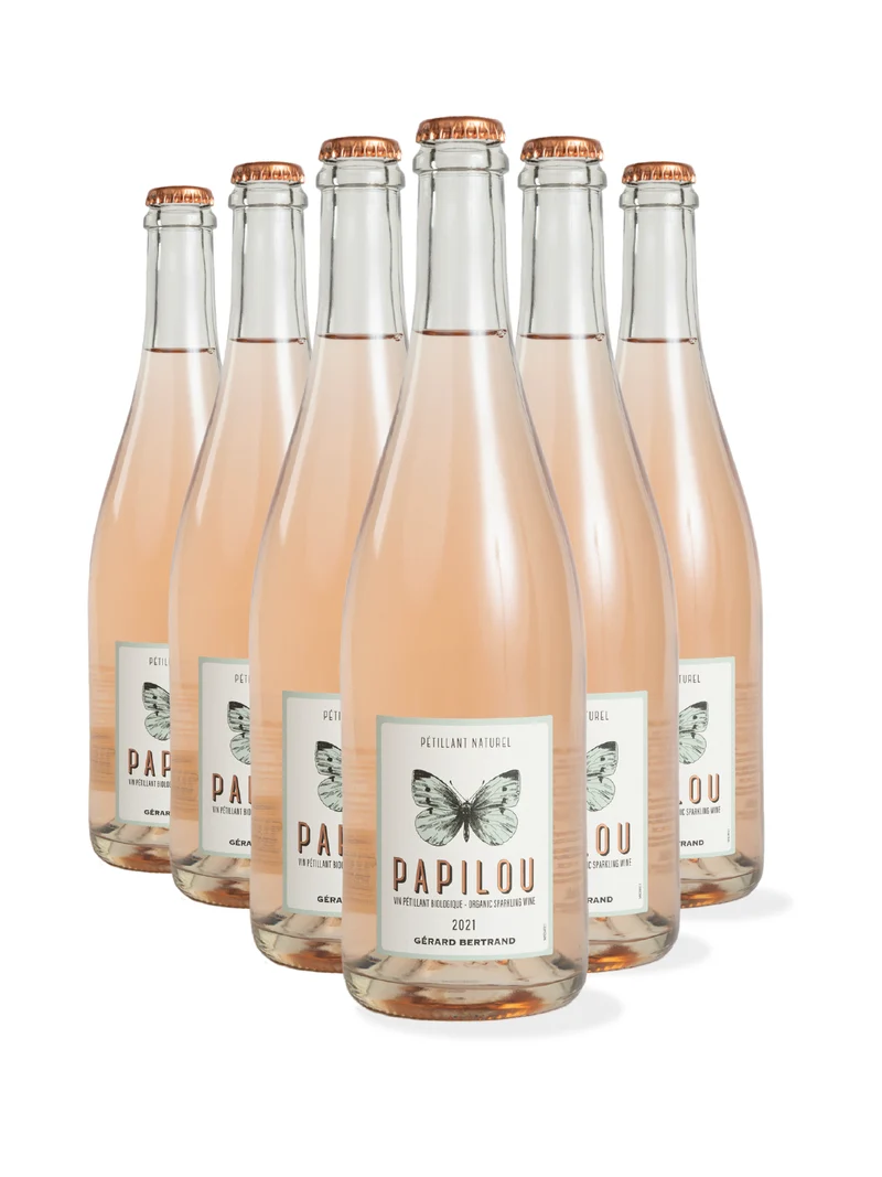 Papilou vin Pétillant Naturel rosé Vin de France 2023 – Lot 6 Bouteilles 75cl vin rosé