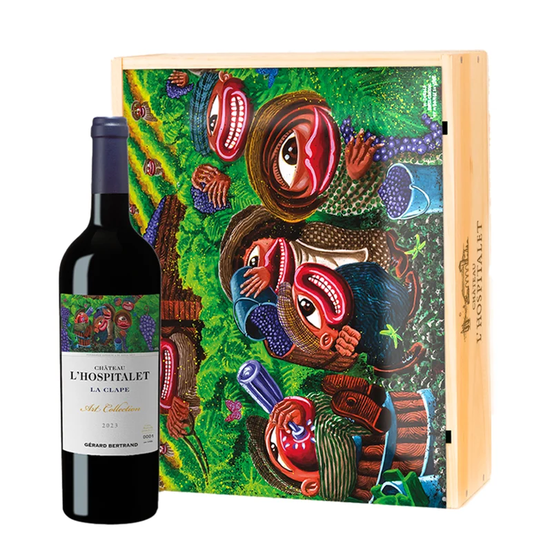 Château l'Hospitalet art collection Coffret 3 bouteilles 75cl vin rouge La Clape 2023 édtion limitée par Hervé Di Rosa