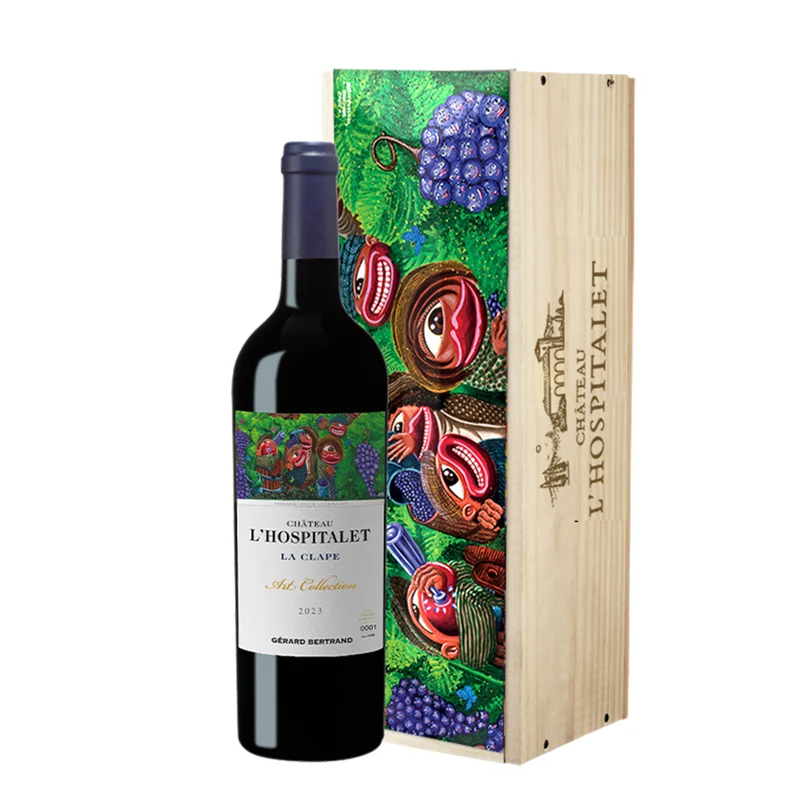 Château l'Hospitalet art collection Coffret unitaire 75cl vin rouge La Clape 2023 édtion limitée par Hervé Di Rosa