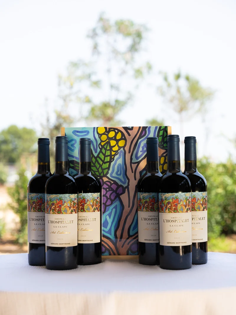 Château l'Hospitalet art collection Coffret 6 bouteilles 75cl vin rouge La Clape 2020 édtion limitée "Le vin de nos paysages" par Robert Combas