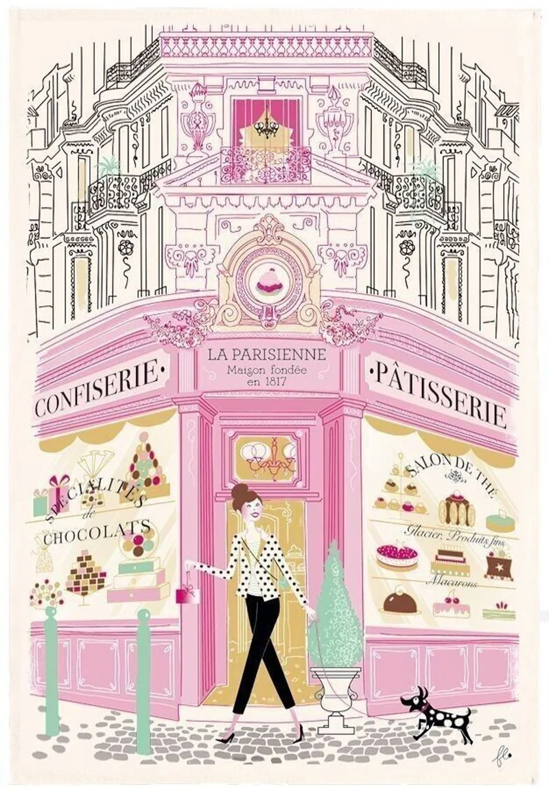 Patisserie La Parissienne Theedoek Ecru 48 x 72