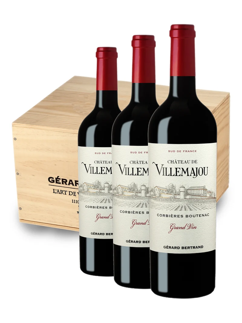 Château de Villemajou Grand Vin Rouge AOP Boutenac 2023 – 75cl Caisse Bois 6 Bouteilles