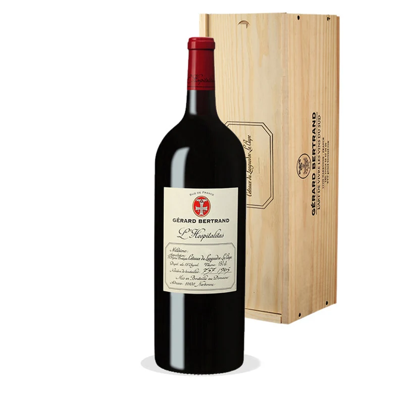 L'Hospitalitas AOP La Clape 2014 – Magnum avec Caisse Bois vin rouge