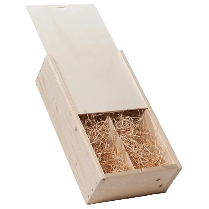 Houten Wijnkist voor 2 Flessen met Schuifdeksel