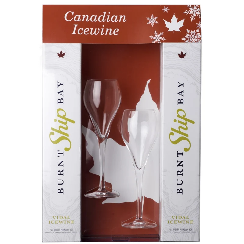 Burnt Ship Bay Vidal icewine, 2019 - Wijn geschenkenbox incl. twee wijnglazen